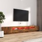 Set Mobili TV 3pz con Luci LED Rovere Fumo in Legno Multistrato Set Mobili TV 3pz con Luci LED Rovere Fumo in Legno Multistrato