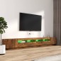 Set Mobili TV 3pz con Luci LED Rovere Fumo in Legno Multistrato Set Mobili TV 3pz con Luci LED Rovere Fumo in Legno Multistrato