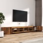 Set Mobili TV 3pz con Luci LED Rovere Fumo in Legno Multistrato Set Mobili TV 3pz con Luci LED Rovere Fumo in Legno Multistrato