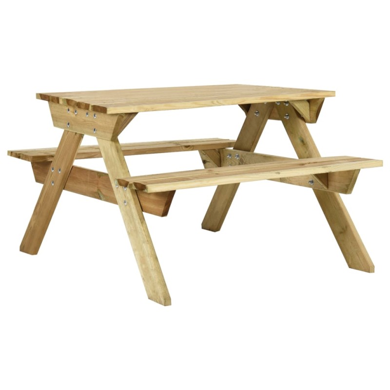 Tavolo da Picnic con Panche 110x123x73 cm in Pino Impregnato Tavolo da Picnic con Panche 110x123x73 cm in Pino Impregnato