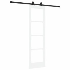 porta scorrevole vidaXL con set hardware 'ORKDAL'legno massello bianco e vetro