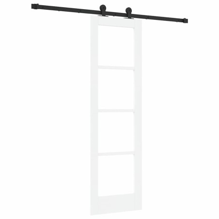 porta scorrevole vidaXL con set hardware 'ORKDAL'legno massello bianco e vetro