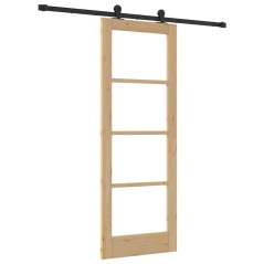 Porta Scorrevole vidaXL con Set di Ferramenta 'ORKDAL'Legno Massello & Vetro