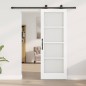 Porta scorrevole vidaXL con set hardware 'ORKDAL'in legno massello bianco e vetro