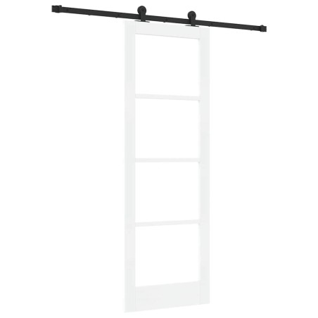 Porta Scorrevole vidaXL con Set di Accessori 'ORKDAL'Bianco Legno Solido e Vetro