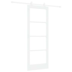 Porta Scorrevole vidaXL con Set di Accessori 'ORKDAL'Legno Massello Bianco & Vetro