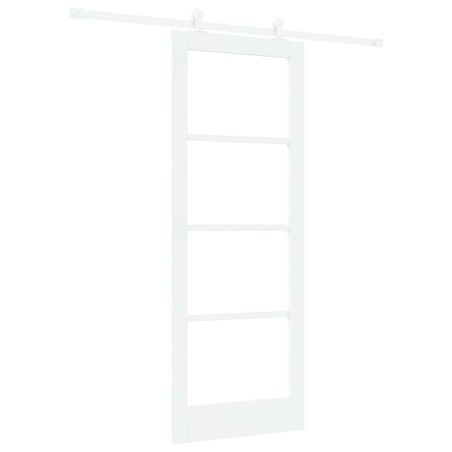 Porta Scorrevole vidaXL con Set di Accessori 'ORKDAL'Legno Massello Bianco & Vetro
