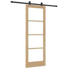 Porta Scorrevole vidaXL con Set di Accessori 'ORKDAL'Legno Massello & Vetro