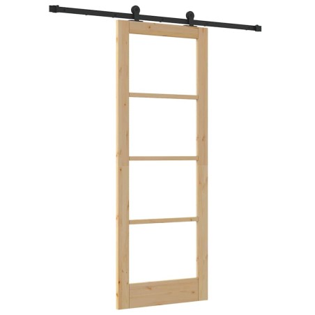 Porta Scorrevole vidaXL con Set di Accessori 'ORKDAL'Legno Massello & Vetro
