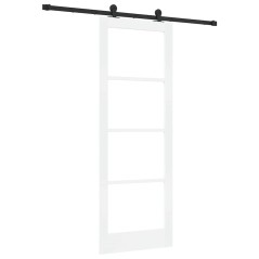 vidaXL Porta Scorrevole con Set di Hardware 'ORKDAL'Bianco Legno Massello e Vetro