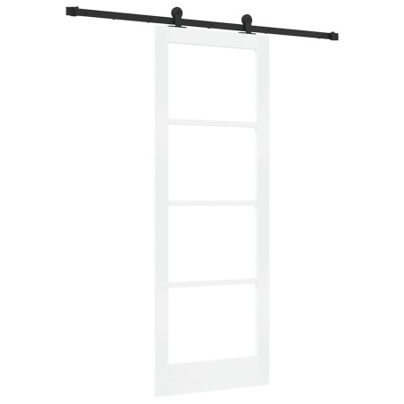 vidaXL Porta Scorrevole con Set di Hardware 'ORKDAL'Bianco Legno Massello e Vetro