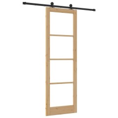 porta scorrevole vidaXL con set di hardware 'ORKDAL'Legno Massello e Vetro