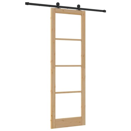 porta scorrevole vidaXL con set di hardware 'ORKDAL'Legno Massello e Vetro