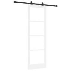 Porta Scorrevole vidaXL con Kit Hardware 'ORKDAL'in Legno Massello Bianco&Vetro