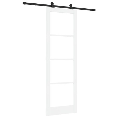 Porta Scorrevole vidaXL con Kit Hardware 'ORKDAL'in Legno Massello Bianco&Vetro