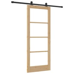 porta scorrevole vidaXL con set di hardware 'ORKDAL'in legno massello e vetro
