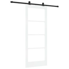 Porta scorrevole vidaXL con set di hardware 'ORKDAL'Legno massello bianco e vetro