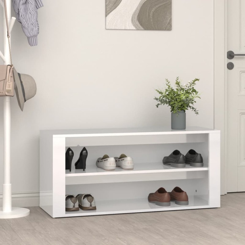 Scarpiera Bianco Lucido 100x35x45 cm in Legno Multistrato Scarpiera Bianco Lucido 100x35x45 cm in Legno Multistrato