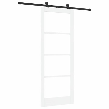 porta scorrevole vidaXL con set di ferramenta 'ORKDAL'in legno solido bianco e vetro