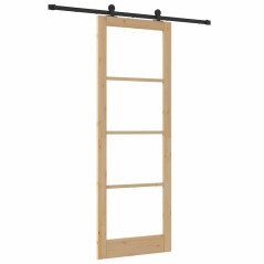Porta Scorrevole vidaXL con Set di Ferramenta 'ORKDAL'in Legno Massello & Vetro