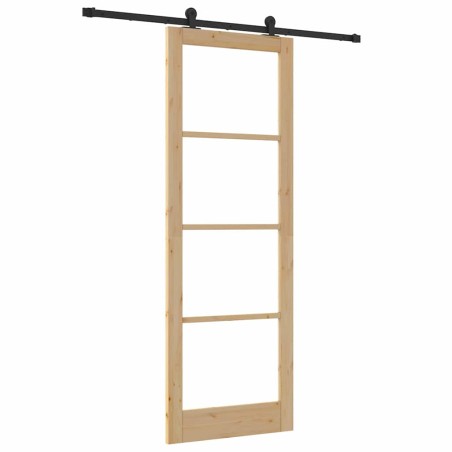 Porta Scorrevole vidaXL con Set di Ferramenta 'ORKDAL'in Legno Massello & Vetro
