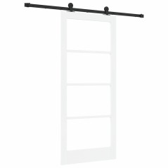 Porta Scorrevole vidaXL con Set di Ferramenta 'ORKDAL'Bianco Legno Massello & Vetro