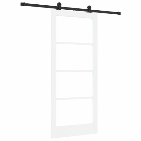 Porta Scorrevole vidaXL con Set di Ferramenta 'ORKDAL'Bianco Legno Massello & Vetro