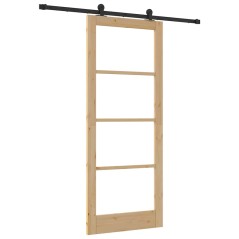 Porta scorrevole vidaXL con set di hardware 'ORKDAL'in legno solido e vetro