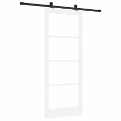 Porta scorrevole vidaXL con set di ferramenta 'ORKDAL'in legno solido bianco e vetro