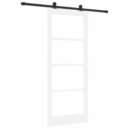 Porta scorrevole vidaXL con set di ferramenta 'ORKDAL'in legno solido bianco e vetro