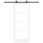 Porta scorrevole vidaXL con set di ferramenta 'ORKDAL'in legno solido bianco e vetro
