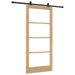 Porta scorrevole vidaXL con set hardware 'ORKDAL'Legno massello e vetro