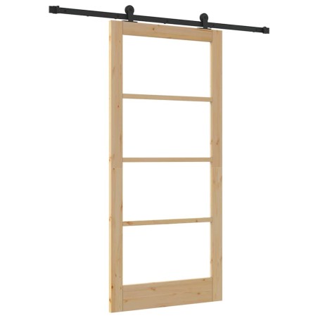 Porta scorrevole vidaXL con set hardware 'ORKDAL'Legno massello e vetro
