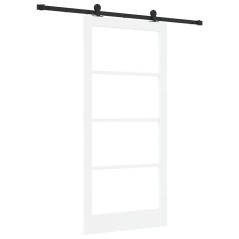 vidaXL Porta scorrevole con set di accessori 'ORKDAL'in legno massello bianco e vetro