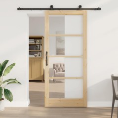 Porta Scorrevole vidaXL con Maniglie 'ORKDAL'Legno Massello & Vetro