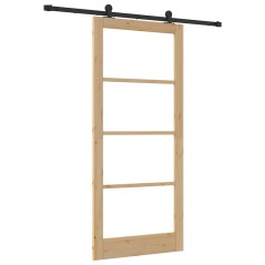 Porta Scorrevole vidaXL con Maniglie 'ORKDAL'Legno Massello & Vetro