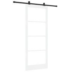 Porta Scorrevole vidaXL con Set Accessori 'ORKDAL'Legno Massello Bianco e Vetro