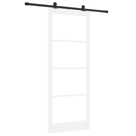 Porta Scorrevole vidaXL con Set Accessori 'ORKDAL'Legno Massello Bianco e Vetro