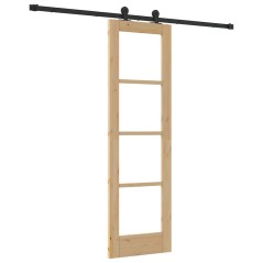 Porta Scorrevole vidaXL con Set di Accessori 'ORKDAL'Legno Massello e Vetro