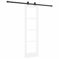 vidaXL Porta Scorrevole con Set di Ferramenta 'ORKDAL'Bianco in Legno Massello e Vetro