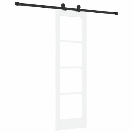 vidaXL Porta Scorrevole con Set di Ferramenta 'ORKDAL'Bianco in Legno Massello e Vetro