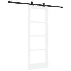 Porta Scorrevole vidaXL con Set di Accessori 'ORKDAL'Bianco Legno Massiccio e Vetro