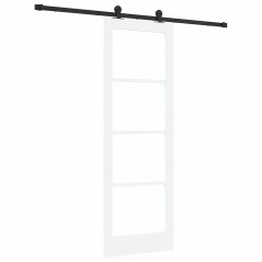 vidaXL Porta Scorrevole con set di hardware 'ORKDAL'in legno massello bianco e vetro