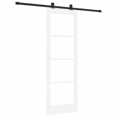 vidaXL Porta Scorrevole con set di hardware 'ORKDAL'in legno massello bianco e vetro