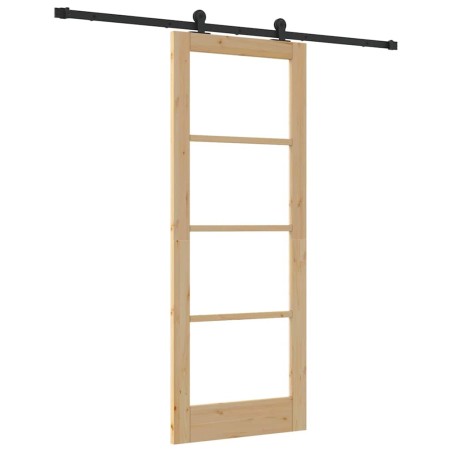 Porta scorrevole vidaXL con set di accessori 'ORKDAL'in legno massello e vetro