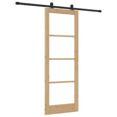 Porta scorrevole vidaXL con Set di Hardware 'ORKDAL'Legno Massello e Vetro