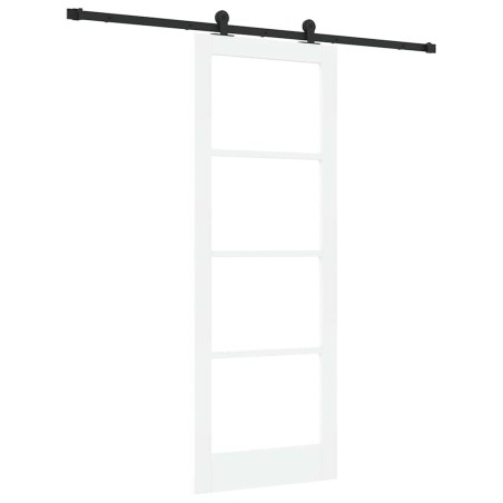 Porta Scorrevole vidaXL con Set Hardware 'ORKDAL'Bianca in Legno Massello e Vetro