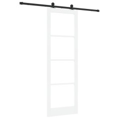 Porta scorrevole vidaXL con set hardware 'ORKDAL'in legno massello bianco e vetro