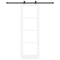 Porta scorrevole vidaXL con set hardware 'ORKDAL'in legno massello bianco e vetro