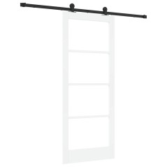 Porta Scorrevole vidaXL con Set di Hardware 'ORKDAL'Legno Massello Bianco e Vetro